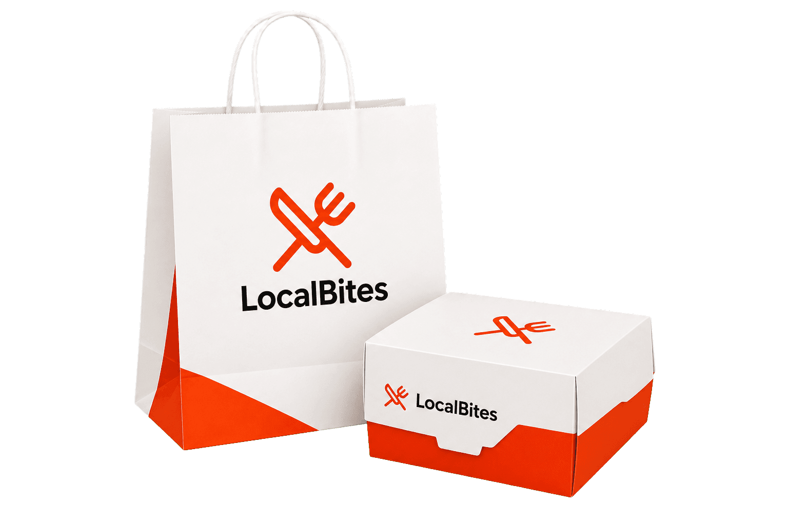 LocalBites delivery bag and takeout box